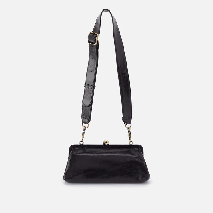 Alba Frame Small Shoulder Bag in Polished Leather - Black