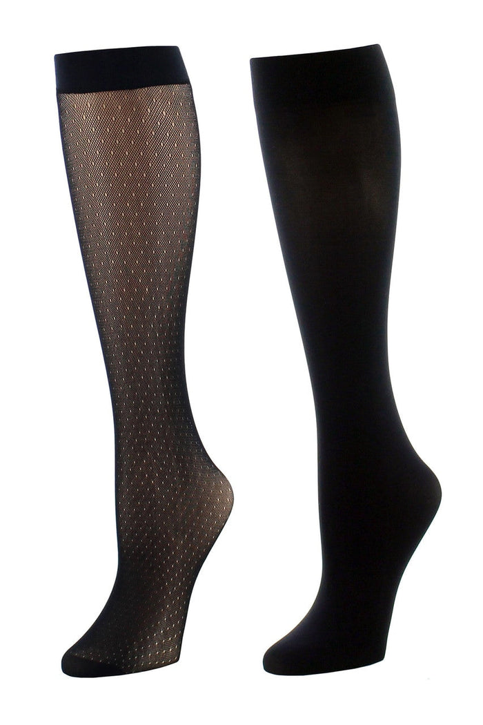 Dotted Net/Solid 2 Pair Trouser Socks