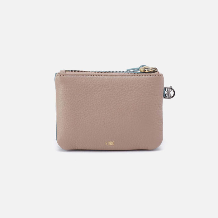 Double Zip Coin Pouch in Pebbled Leather - Agave Leaf