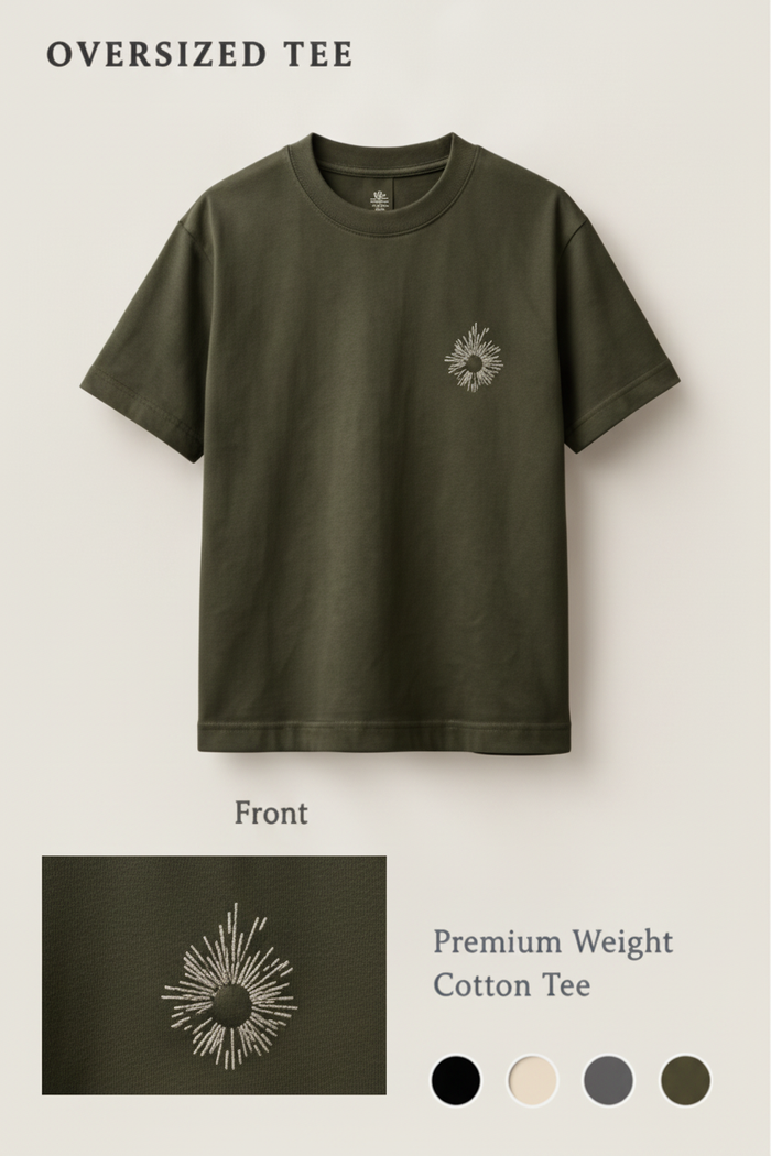 Dragon Tee Front — Olive oversized tee by Varidon