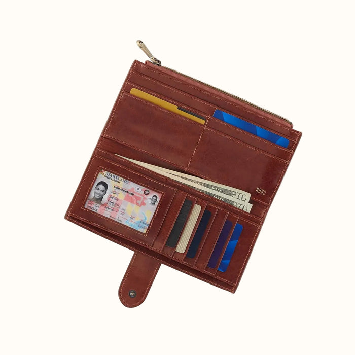 Dunn Continental Wallet in Patina Leather - Pecan Ridge