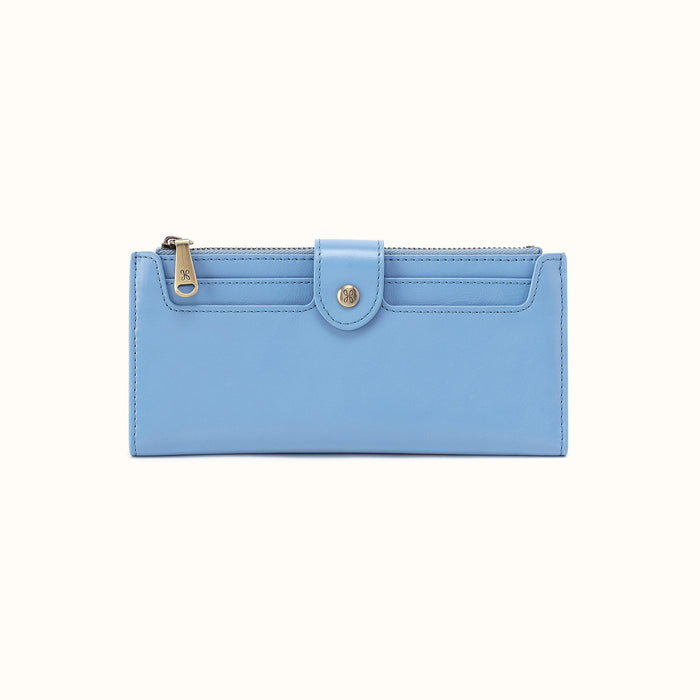 Dunn Continental Wallet In Polished Leather - Faded Denim- FOL