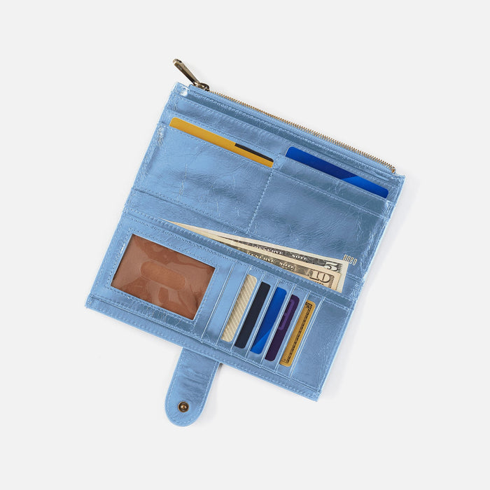 Dunn Continental Wallet In Polished Leather - Faded Denim