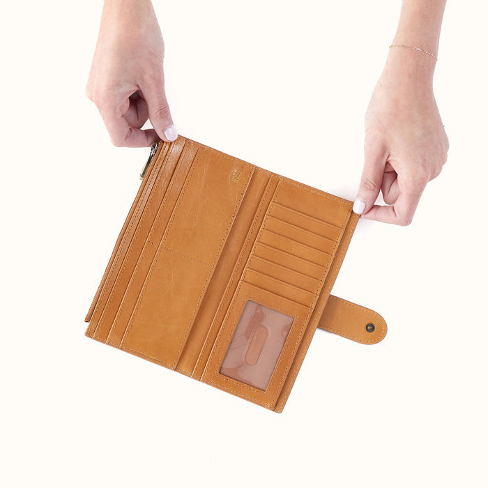Dunn Continental Wallet In Polished Leather - Natural