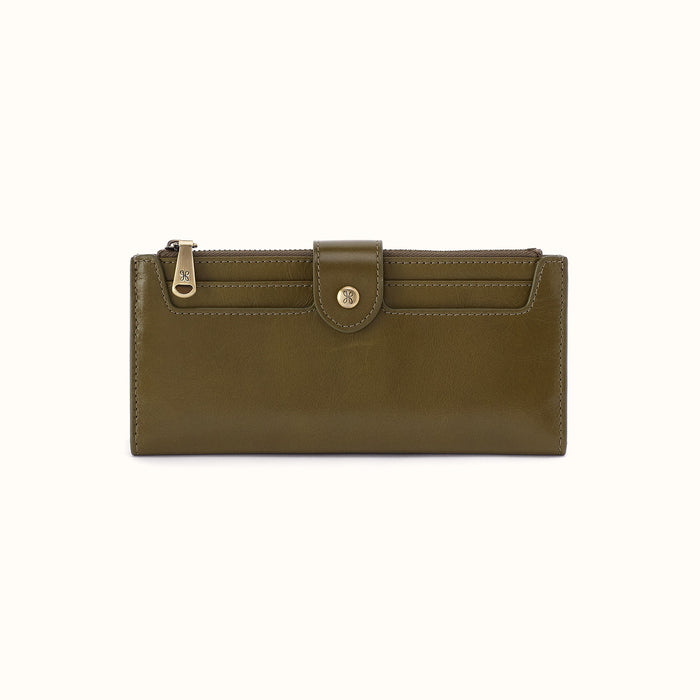 Dunn Continental Wallet In Polished Leather - Olive Veil- FOL