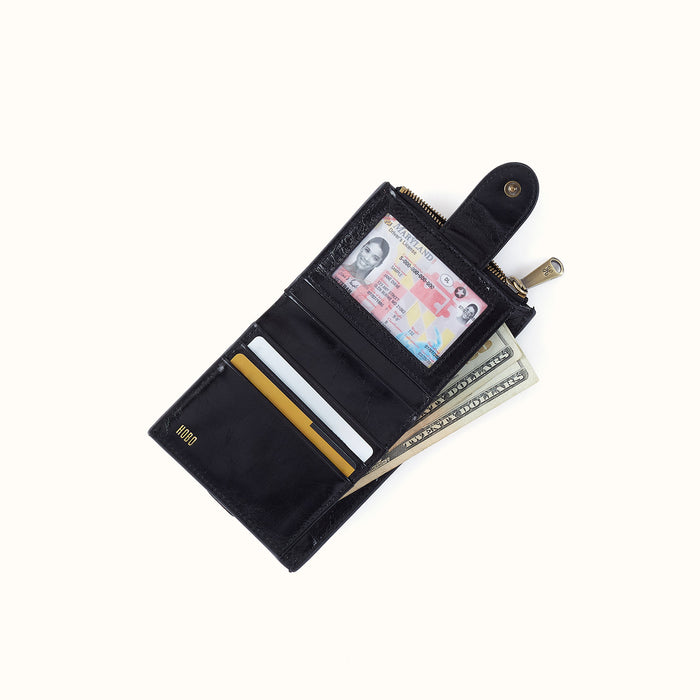 Dunn Mini Wallet In Polished Leather - Black