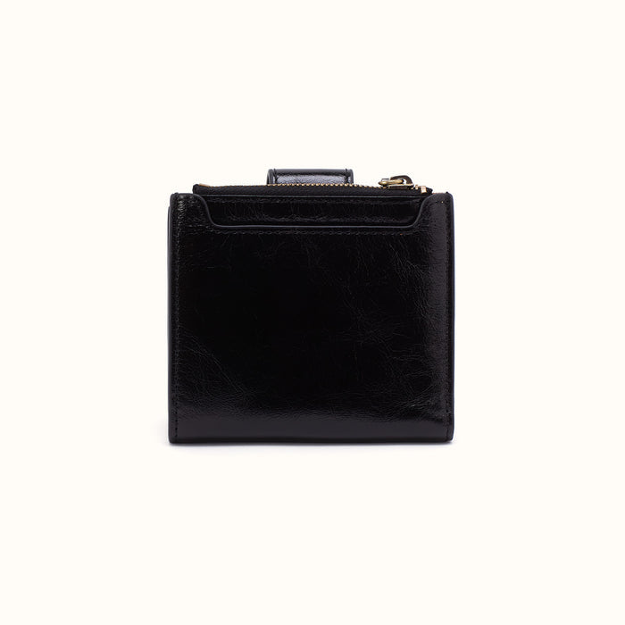 Dunn Mini Wallet In Polished Leather - Black