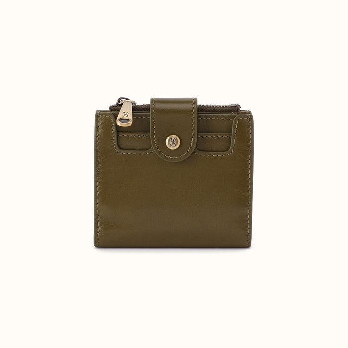 Dunn Mini Wallet In Polished Leather - Olive Veil- FOL
