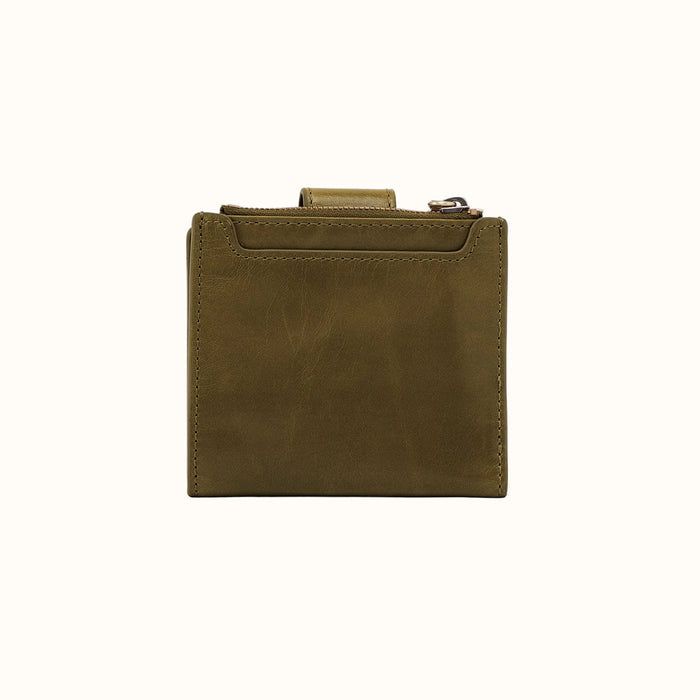 Dunn Mini Wallet In Polished Leather - Olive Veil
