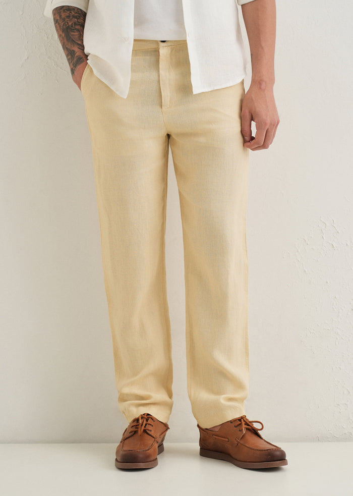Ecru Cream Linen Pant