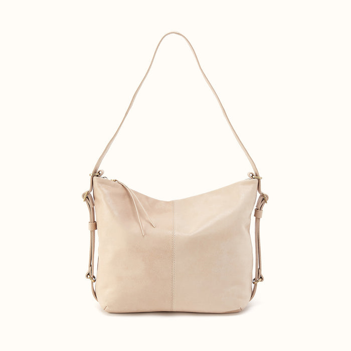 Emily Convertible Backpack In Buffed Leather - Frosted Pearl- FOL