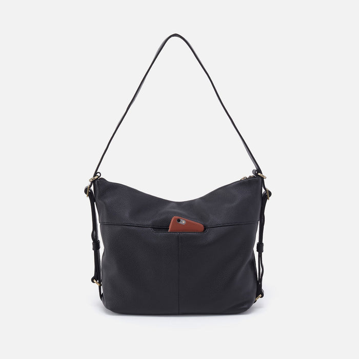 Emily Convertible Backpack in Pebbled Leather - Black