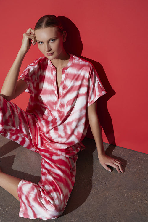 Ethereal Tiger - Satin PJ - coral pink