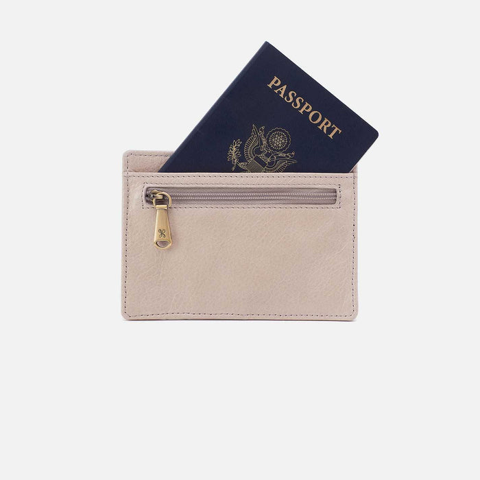 Euro Slide Card Case in Aniline Gloss Leather - Stone Gloss