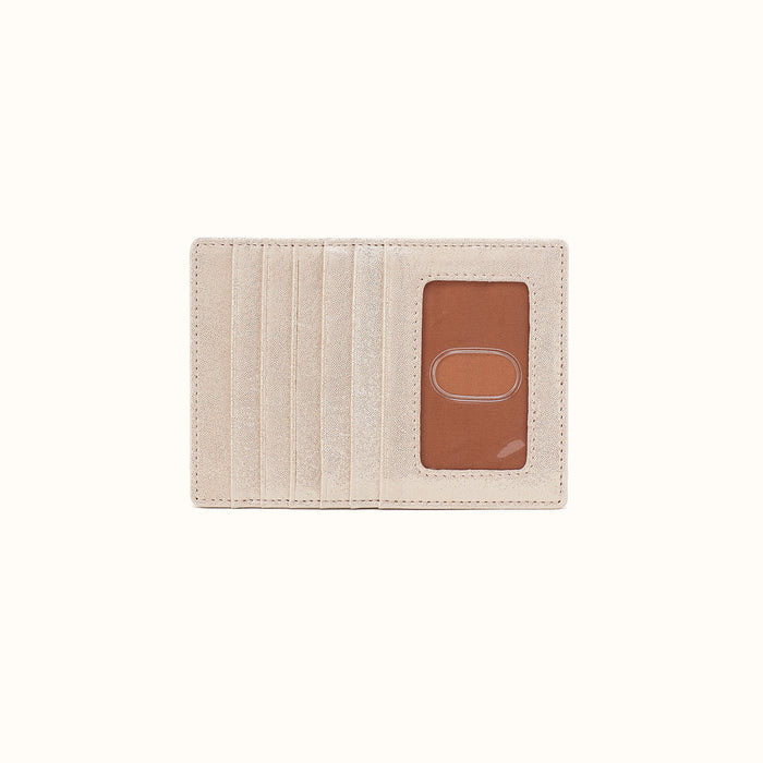 Euro Slide Card Case In Metallic Leather - Sand Shimmer- FOL