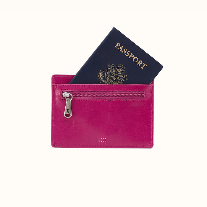 Euro Slide Card Case in Polished Leather - Cactus Flower