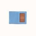 Euro Slide Card Case In Polished Leather - Faded Denim- FOL