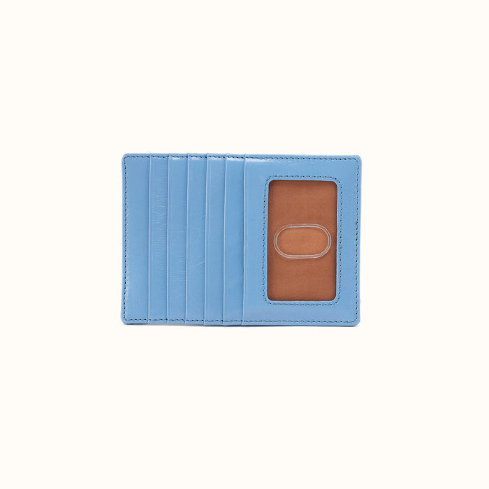 Euro Slide Card Case In Polished Leather - Faded Denim- FOL