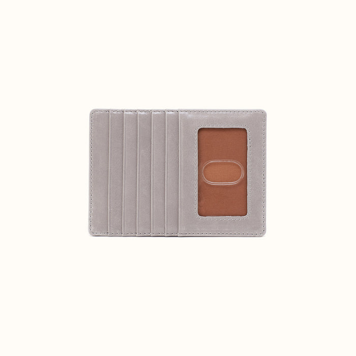 Euro Slide Card Case In Polished Leather - Light Grey- FOL