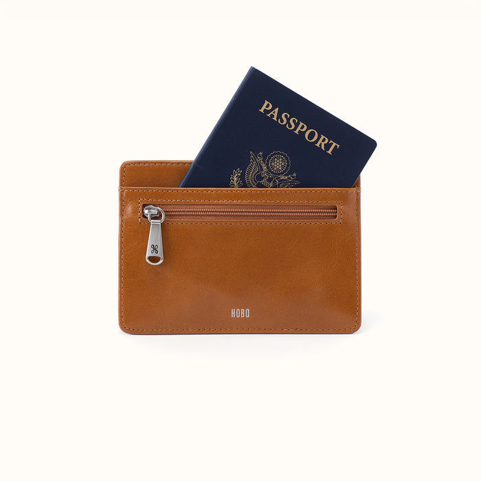 Euro Slide Card Case In Polished Leather - Truffle