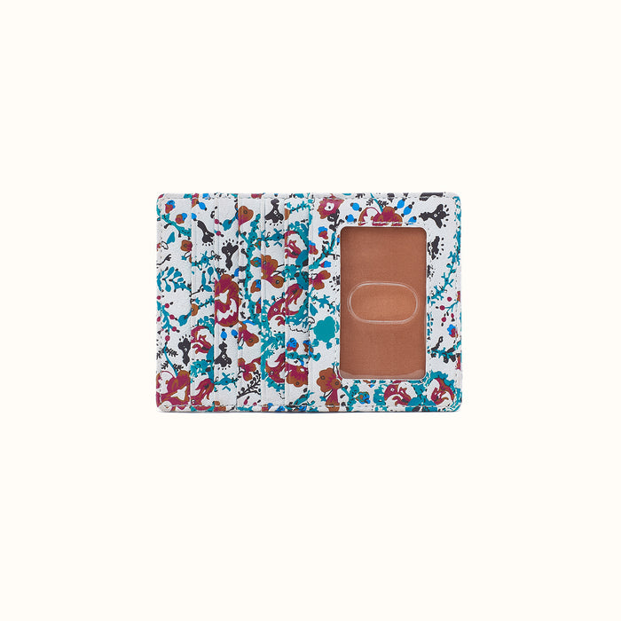 Euro Slide Card Case in Printed Leather - Batik Blooms- FOL