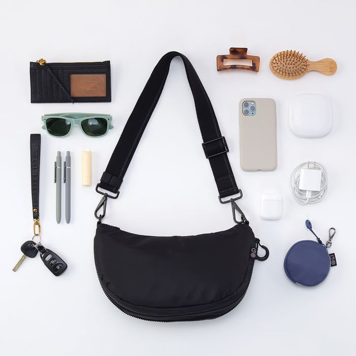 EVERY WEAR Crossbody in CaRefiber recycled nylon - What Fits Inside