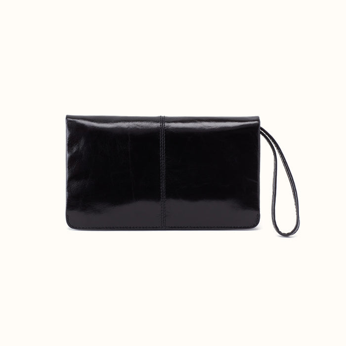 Evolve Wristlet In Polished Leather - Black