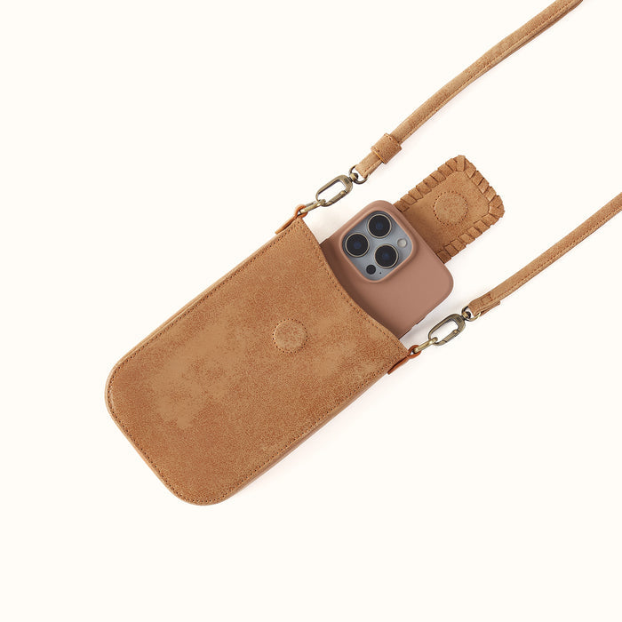Expedition Phone Crossbody in Buffed Leather - Whiskey