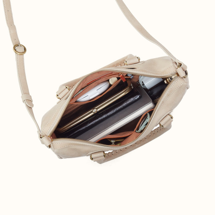 Expedition Satchel in Buffed Leather - Frosted Pearl