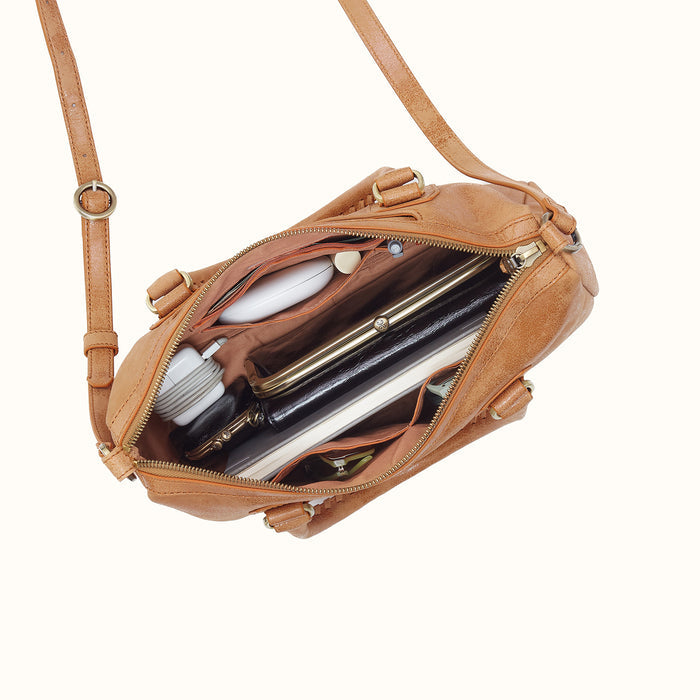 Expedition Satchel in Buffed Leather - Whiskey