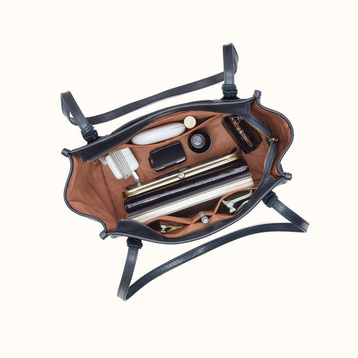 Expedition Small Tote in Patina Leather - Navy Horizon