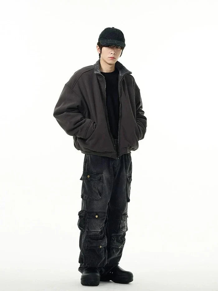 Faded Black Multi Purpose Pocket Baggy Cargo Jeans