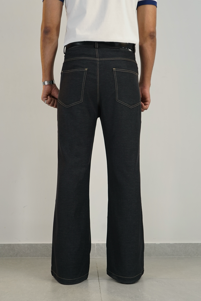 Fake Denim Relaxed Bootcut Pant