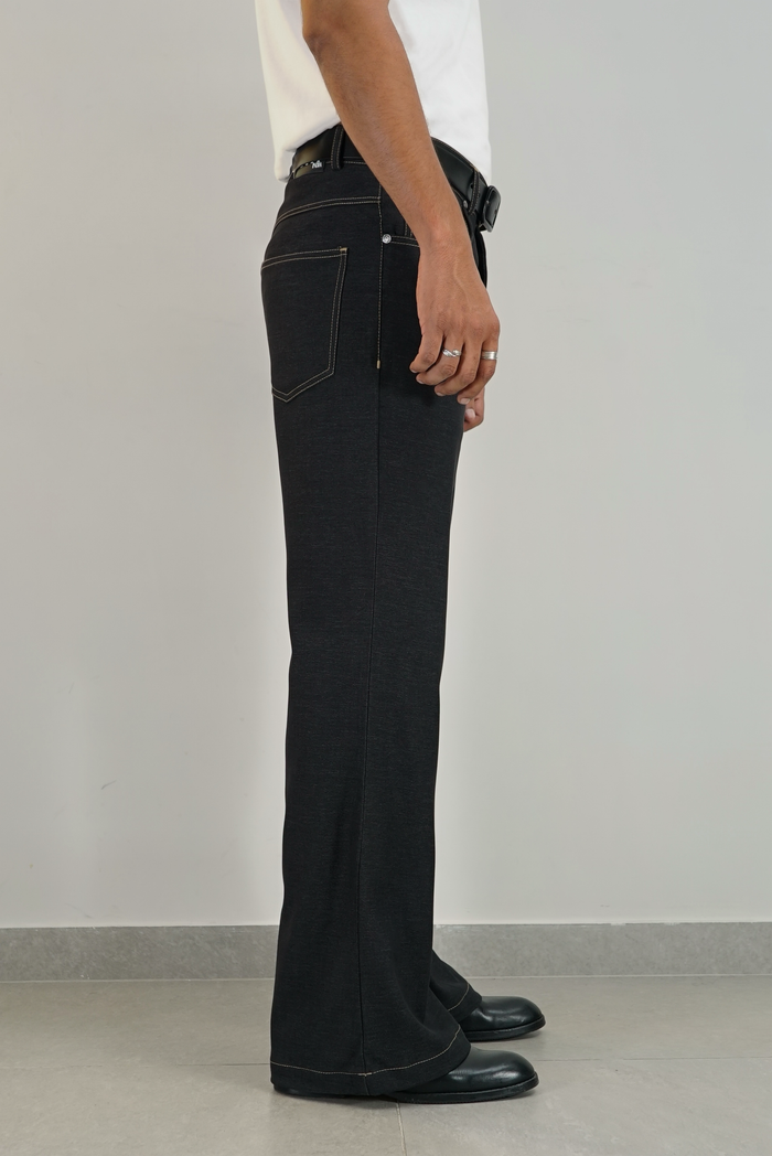 Fake Denim Relaxed Bootcut Pant