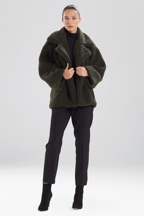 Faux Shearling Short Collared Coat