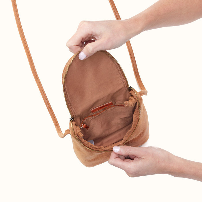 Fern Crossbody in Buffed Leather - Whiskey
