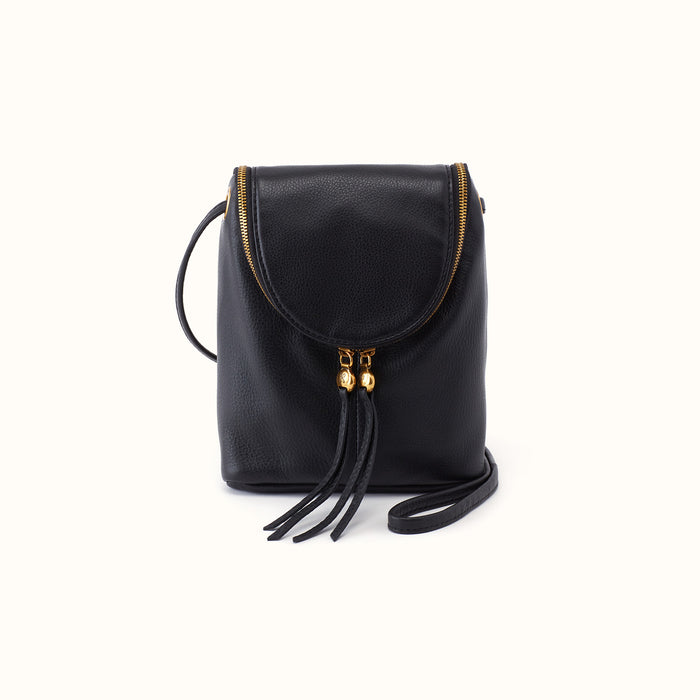 Fern Crossbody in Pebbled Leather - Black- FOL