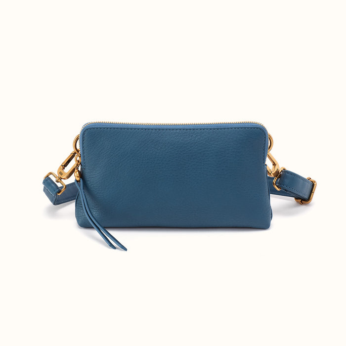 Fern Slim Belt Bag in Pebbled Leather - Peacock Feather- FOL