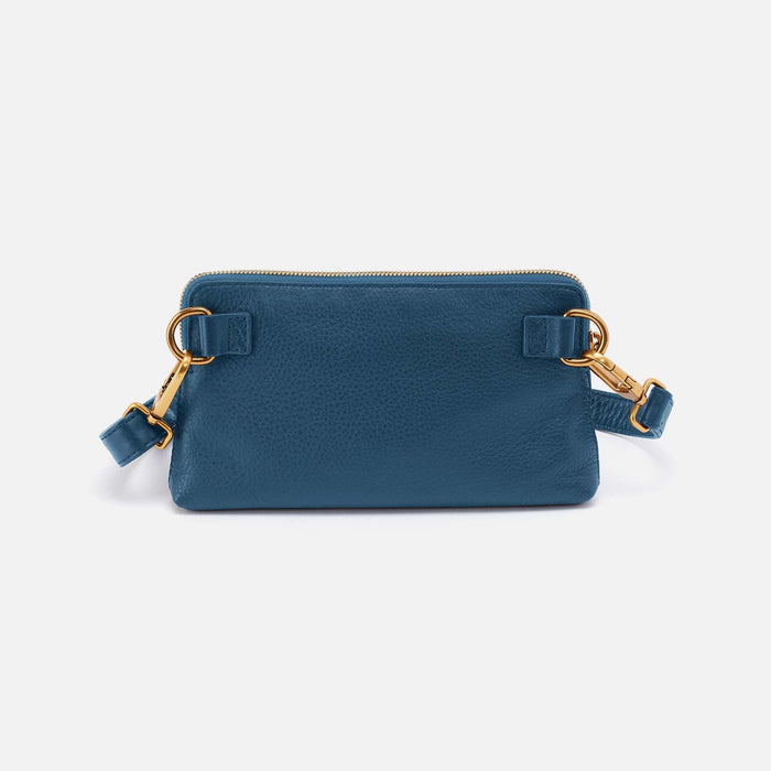 Fern Slim Belt Bag in Pebbled Leather - Peacock Feather