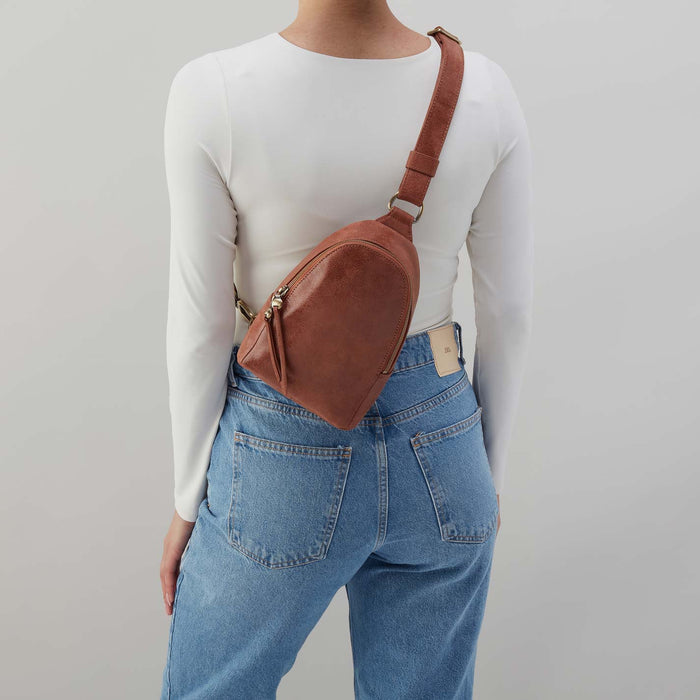 Fern Sling in Smooth Leather with Multi Stitch - Burnished Saddle