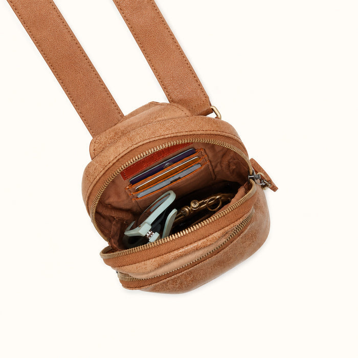 Fern Small Sling In Buffed Leather - Whiskey