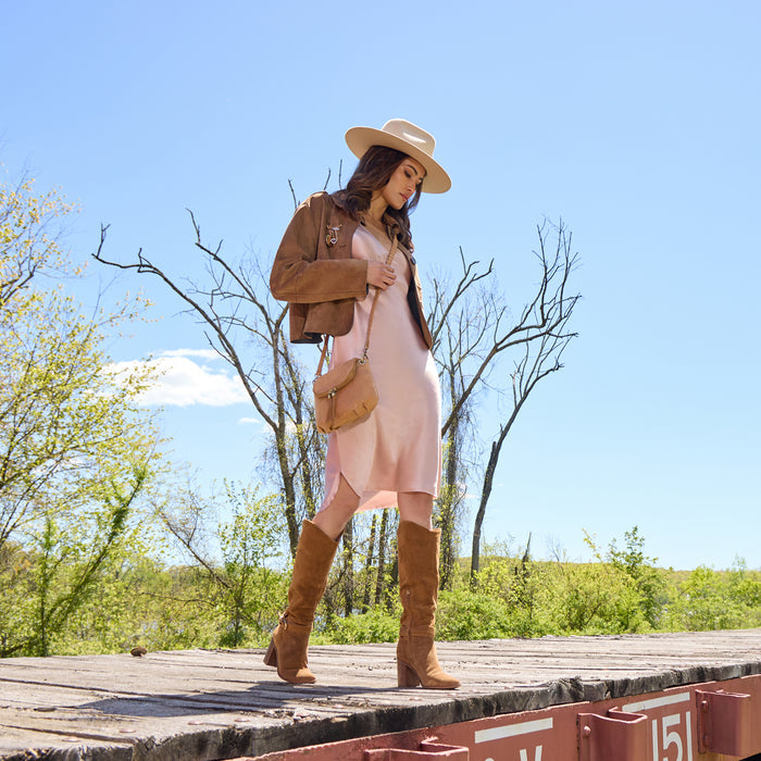 Fern Zip-Flap Crossbody In Buffed Leather - Whiskey