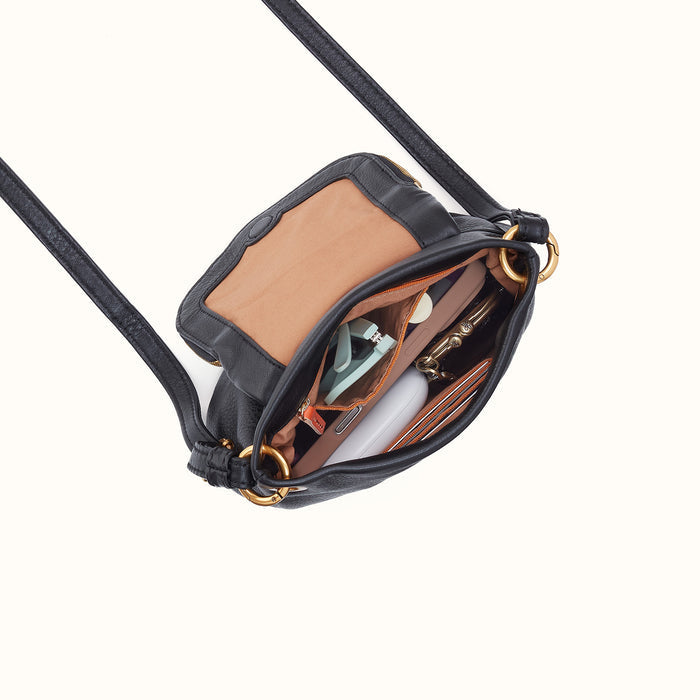 Fern Zip-Flap Crossbody In Pebbled Leather - Black