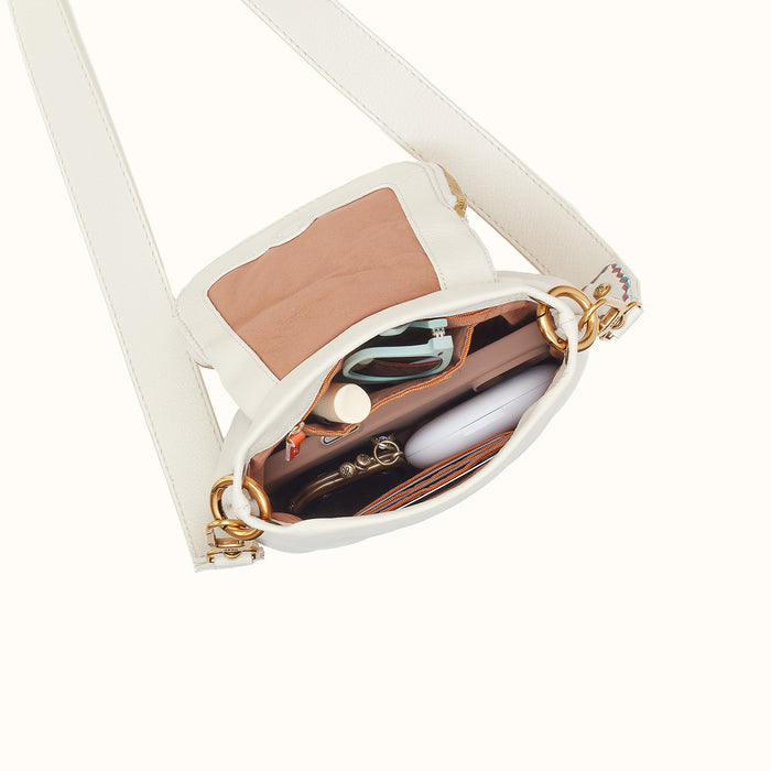 Fern Zip-Flap Crossbody in Pebbled Leather - Coastal Cloud
