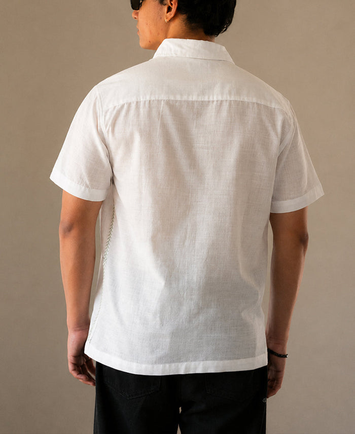 Off-White Floral Embroidery Shirt 100% Cotton