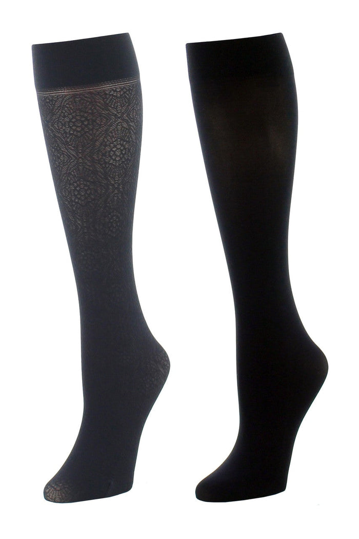 Floral Medallion/Solid 2 Pair Trouser Socks