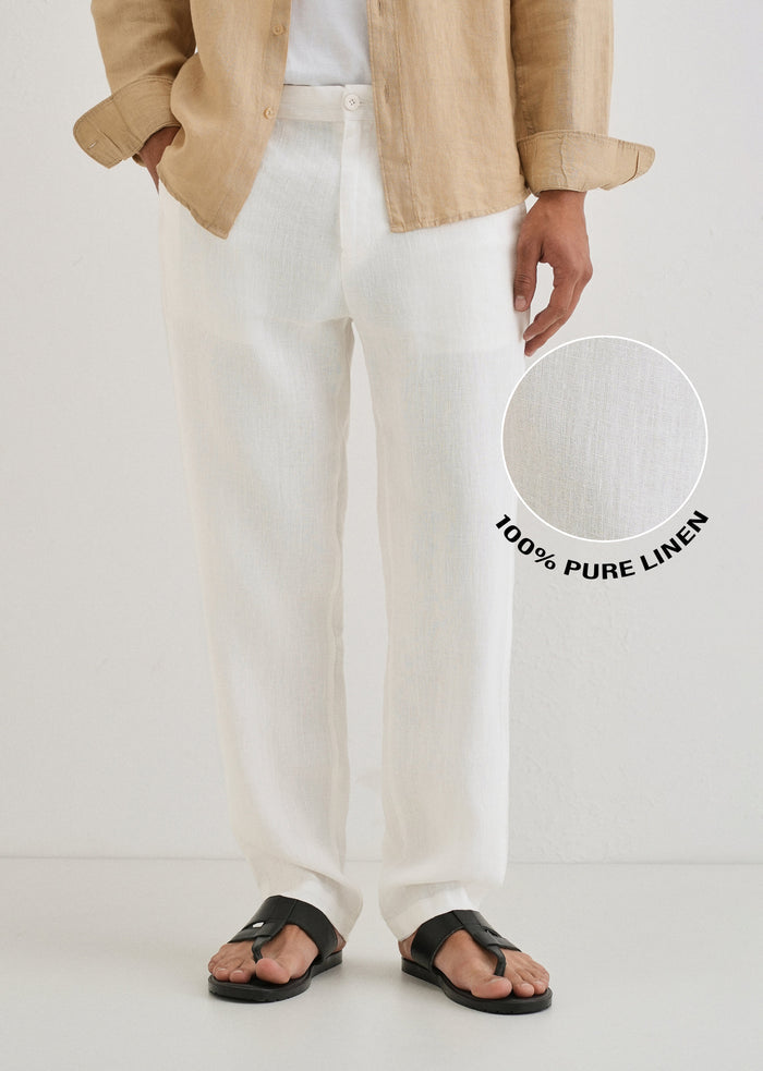 Glacier White Linen pant