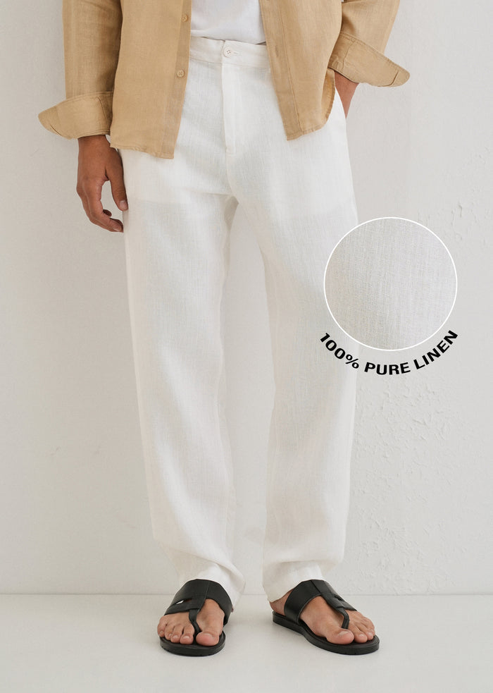 Glacier White Linen pant