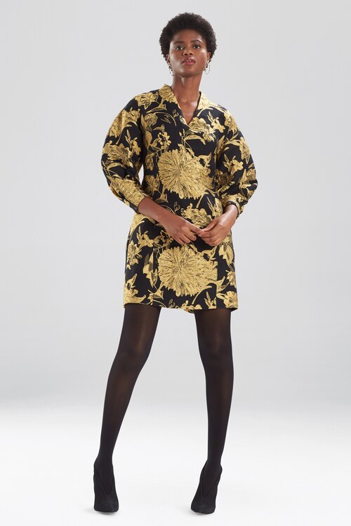 Gold Flower Jacquard Dress