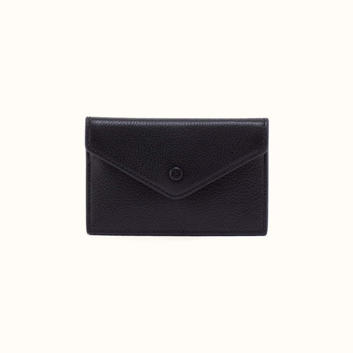 Goldie Card Case In Pebbled Leather - Black- FOL
